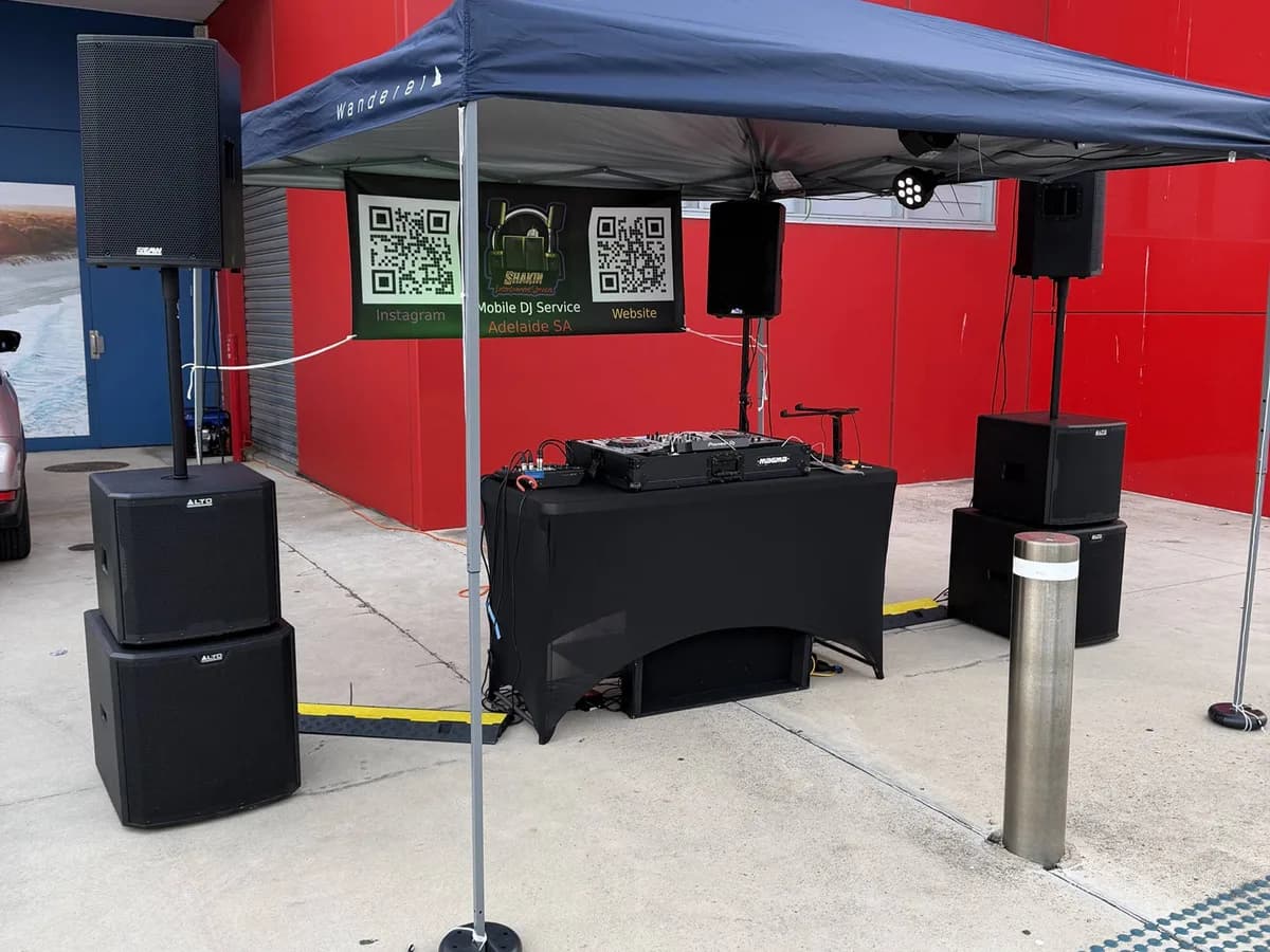 Shakin Entertainment mobile DJ rig and PA set up at a car meet